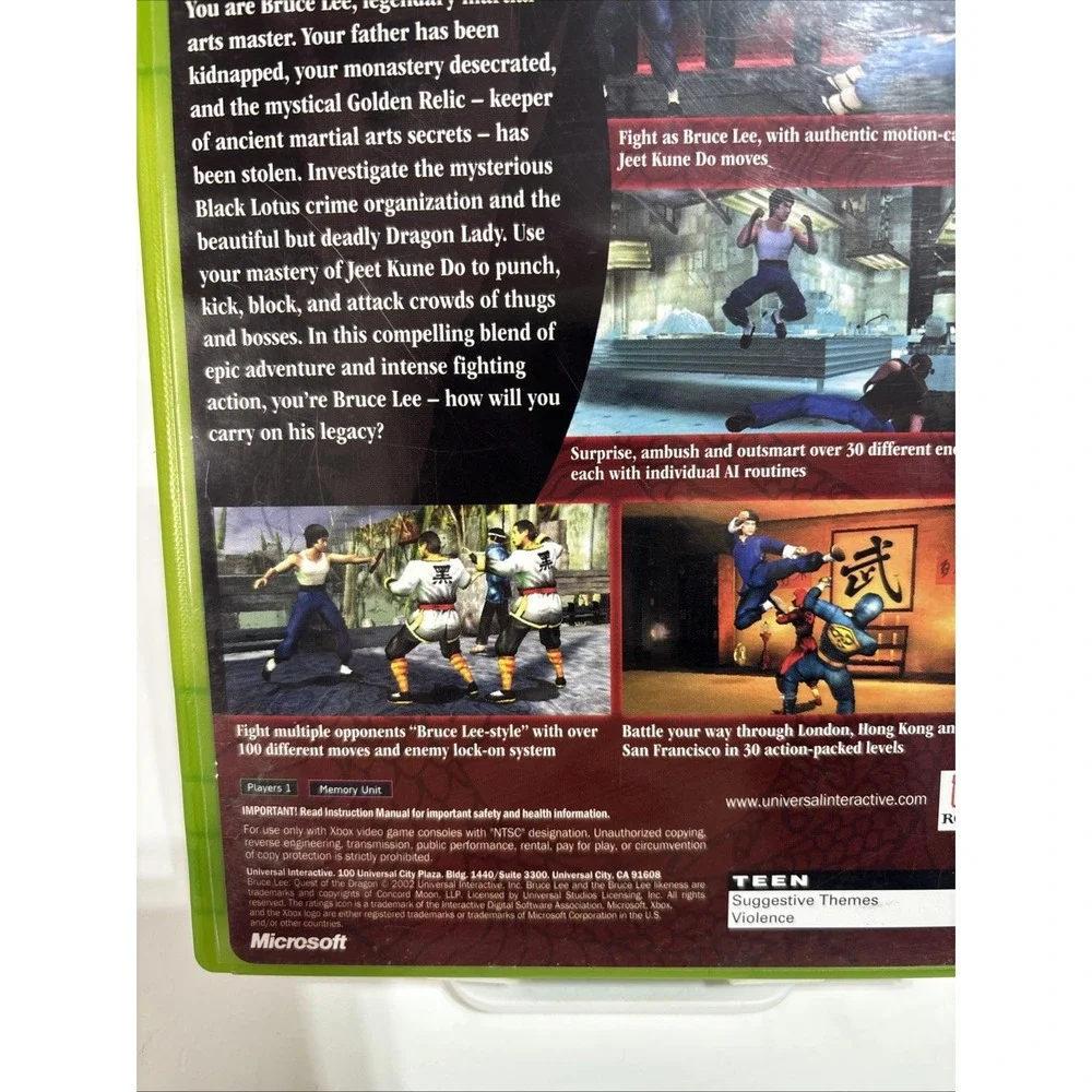 XBOX Bruce Lee Quest of the Dragon Original‎ Xbox 2002 Tested Works